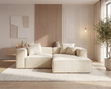 Designer Ecksofa Reno in Samt – Beige – Rechts