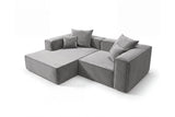 Designer Ecksofa Reno in Samt – Grau – Links
