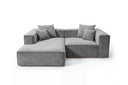 Designer Ecksofa Reno in Samt – Grau – Links