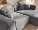 Designer Ecksofa Reno in Samt – Grau – Rechts