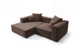 Designer Ecksofa Reno in Samt – Braun – Links
