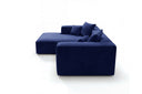 Designer Ecksofa Reno in Samt – Blau – Links