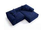 Designer Ecksofa Reno in Samt – Blau – Rechts