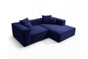 Designer Ecksofa Reno in Samt – Blau – Rechts