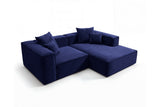 Designer Ecksofa Reno in Samt – Blau – Rechts