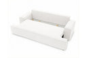 Designer 3 Sitzer Sofa Mira in Bouclé mit Schlaffunktion & Stauraum – Weiß