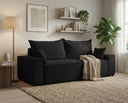 Designer 3 Sitzer Sofa Rego in Samt mit Schlaffunktion & Stauraum – Schwarz