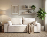 Designer 3 Sitzer Sofa Rego in Samt mit Schlaffunktion & Stauraum – Weiß