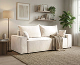 Designer 3 Sitzer Sofa Rego in Samt mit Schlaffunktion & Stauraum – Weiß