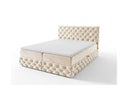 Boxspringbett Castella Samt mit Stauraum – Beige