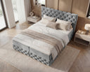 Boxspringbett Castella Samt mit Stauraum – Grau