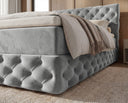 Boxspringbett Castella Samt mit Stauraum – Grau