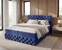 Boxspringbett Castella Samt mit Stauraum – Blau