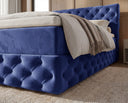 Boxspringbett Castella Samt mit Stauraum – Blau