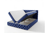 Boxspringbett Castella Samt mit Stauraum – Blau