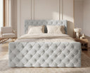 Boxspringbett Adora Samt mit Stauraum – Hellgrau