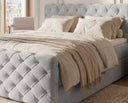 Boxspringbett Adora Samt mit Stauraum – Hellgrau