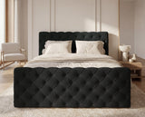 Boxspringbett Adora Samt mit Stauraum – Schwarz