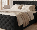 Boxspringbett Adora Samt mit Stauraum – Schwarz