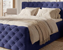 Boxspringbett Adora Samt mit Stauraum – Blau