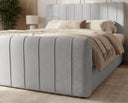 Boxspringbett Elin Samt mit Stauraum – Hellgrau