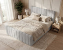 Boxspringbett Elin Samt mit Stauraum – Hellgrau