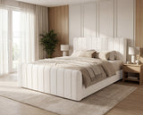Boxspringbett Elin Samt mit Stauraum – Weiß