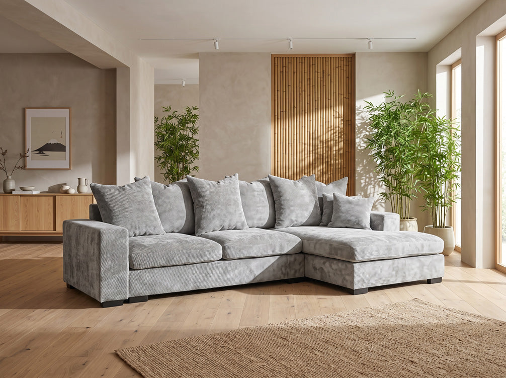 Designer Sofa Selena L mit Schlaffunktion in Strukturstoff