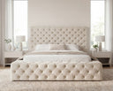 Designer Polsterbett Siena in Samt – Beige