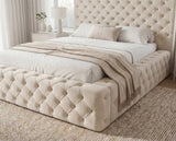 Designer Polsterbett Siena in Samt – Beige