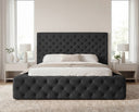 Designer Polsterbett Siena in Samt – Schwarz