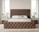 Designer Polsterbett Siena in Samt – Braun