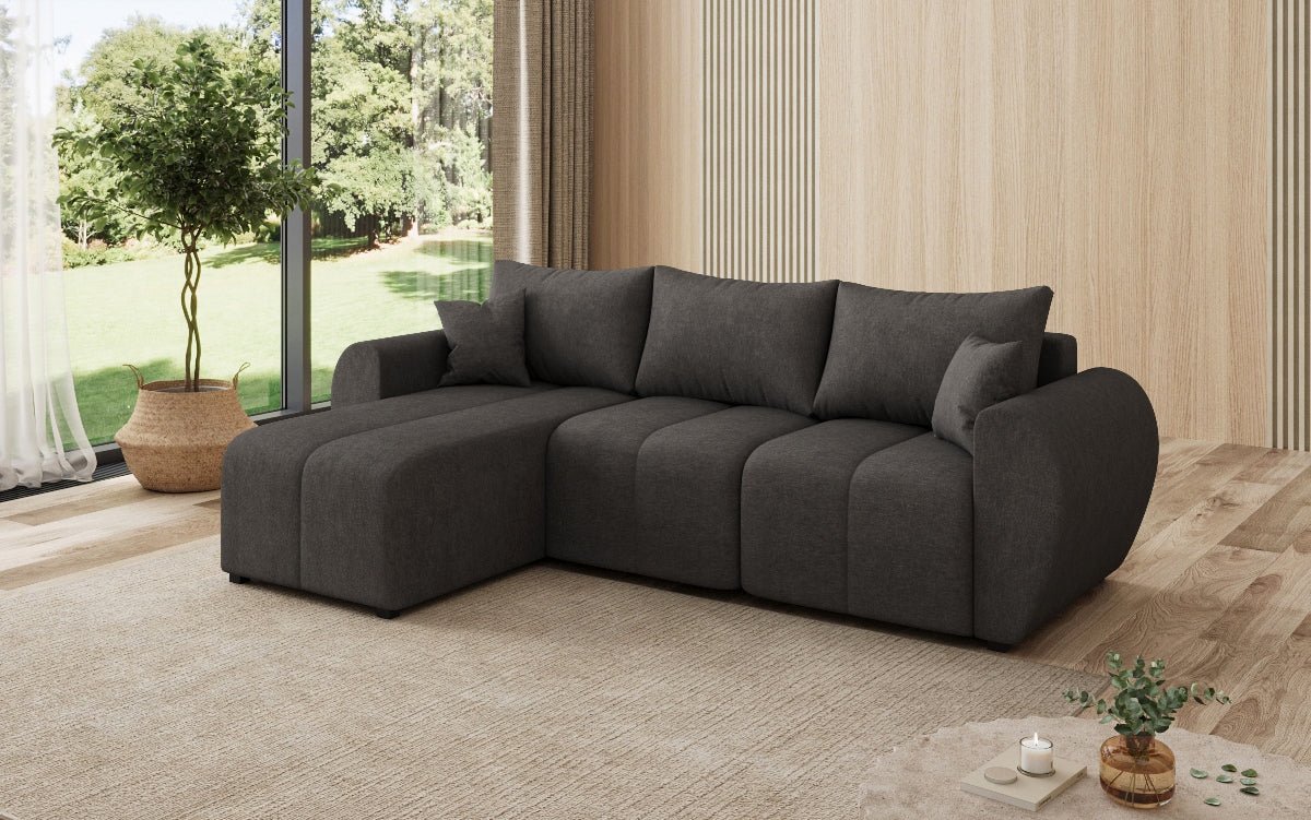 Designer Sofa Sorella L mit Schlaf- und Klappfunktion in Stoff