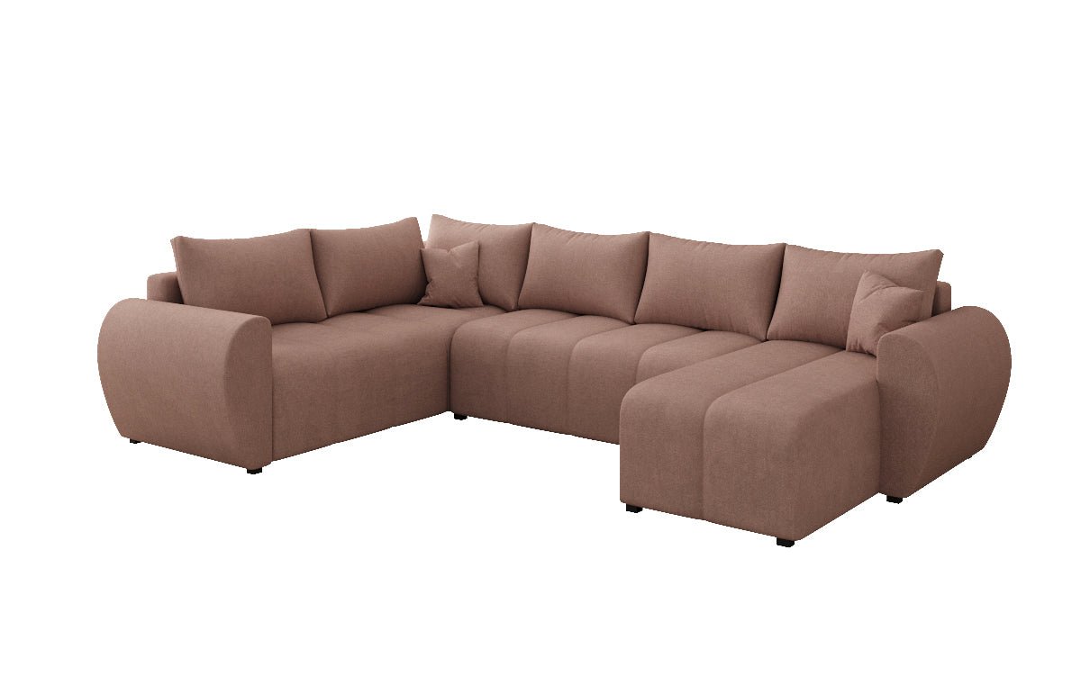 Designer Sofa Sorella U mit Schlaf- und Klappfunktion in Stoff