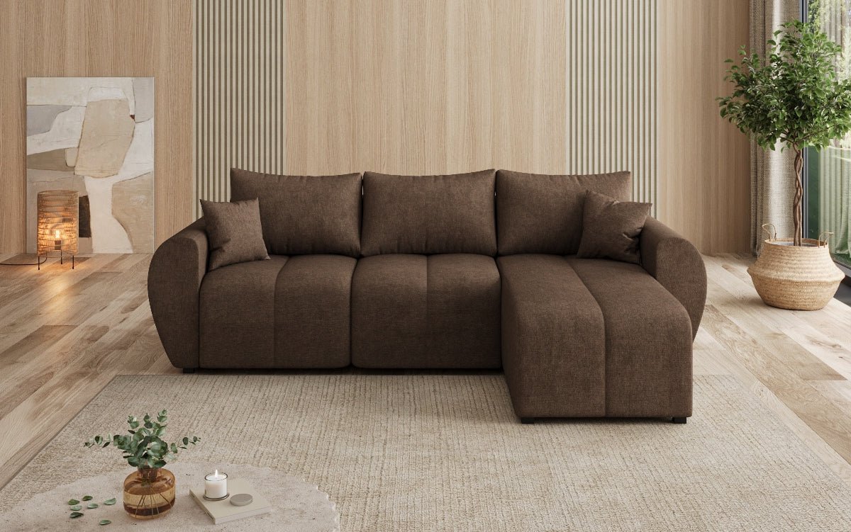Designer Sofa Sorella L mit Schlaf- und Klappfunktion in Stoff