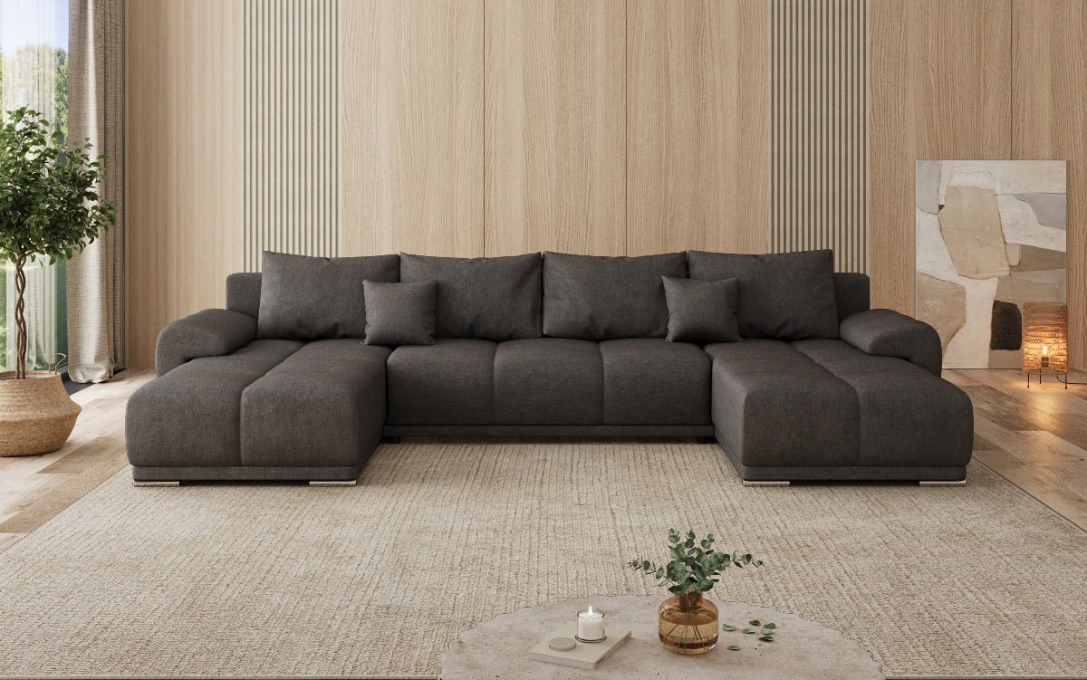 Designer Sofa Leni U mit Schlaf- und Klappfunktion in Stoff