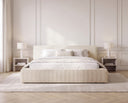 Designer Polsterbett Theo in Cord mit Stauraum – Beige