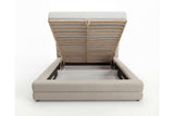 Designer Polsterbett Velia in Samt mit Stauraum – Beige