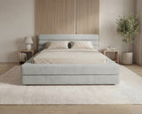 Designer Polsterbett Velia in Samt mit Stauraum – Hellgrau