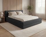 Designer Polsterbett Velia in Samt mit Stauraum – Schwarz