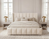 Designer Polsterbett Viola in Samt – Beige