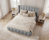 Designer Polsterbett Viola in Samt – Grau