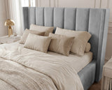 Designer Polsterbett Viola in Samt – Grau