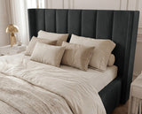 Designer Polsterbett Viola in Samt – Schwarz