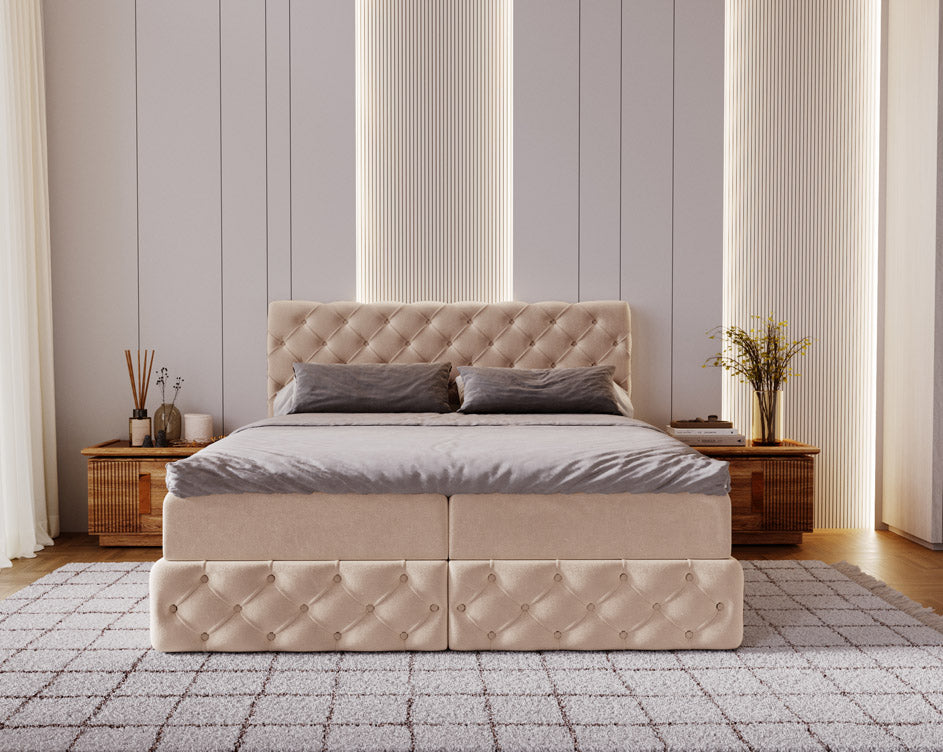 Boxspringbett Eden in Samt mit Stauraum