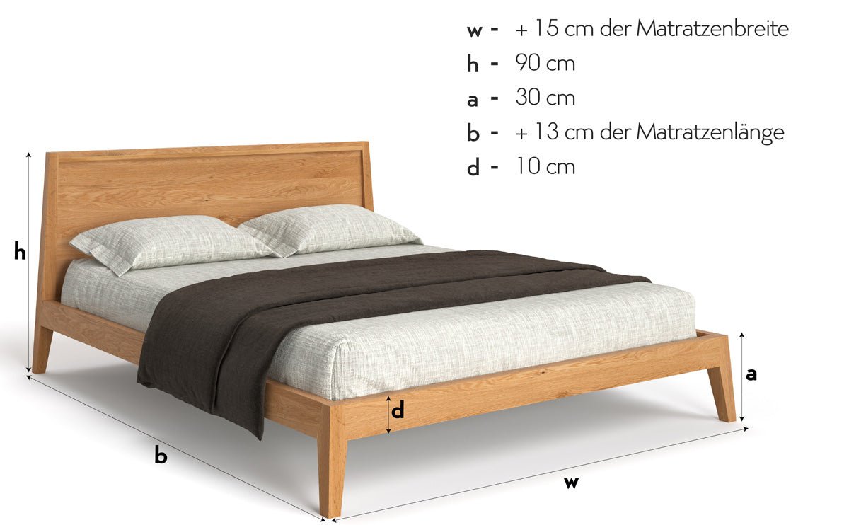 Designer Holzbett Kaja aus massiver Eiche