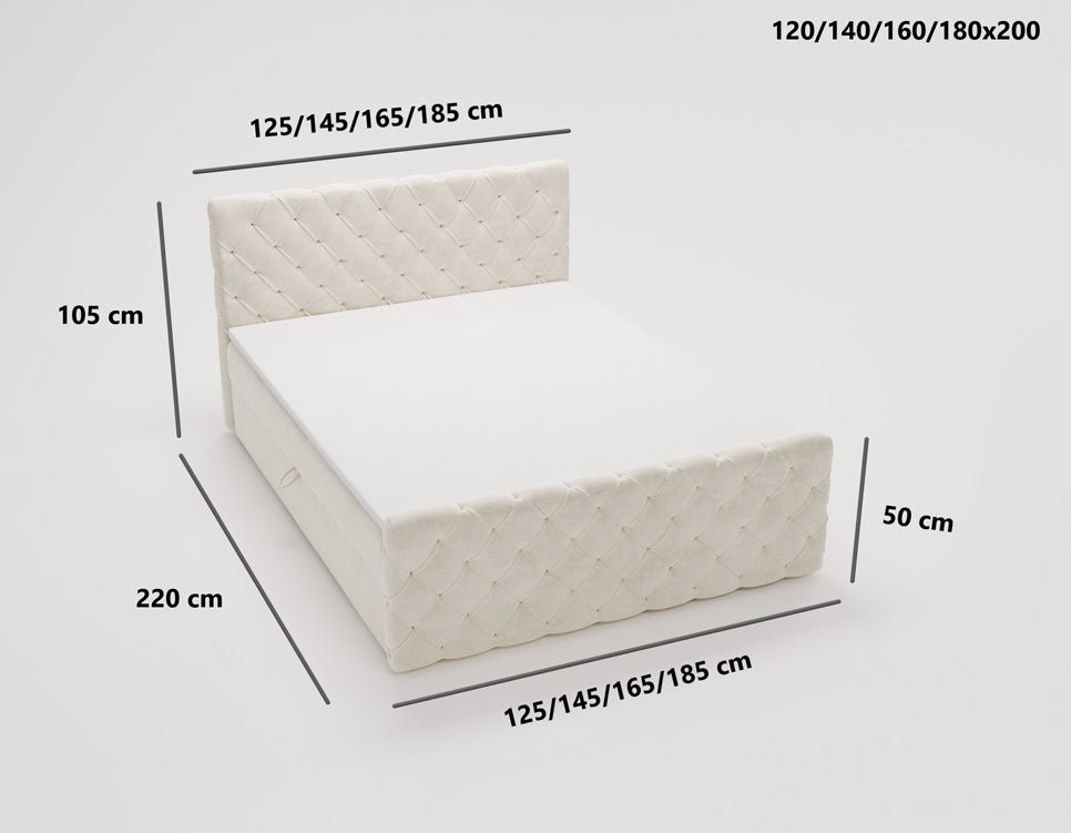 Boxspringbett Chester Samt mit Stauraum