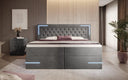 Boxspringbett Carlotta mit LED, Stauraum und USB (Samt) - Luxusbetten24