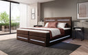 Boxspringbett Lara mit Stauraum und LED (Samt) - Luxusbetten24