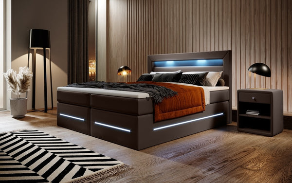 Boxspringbett Sevilla mit LED und Stauraum